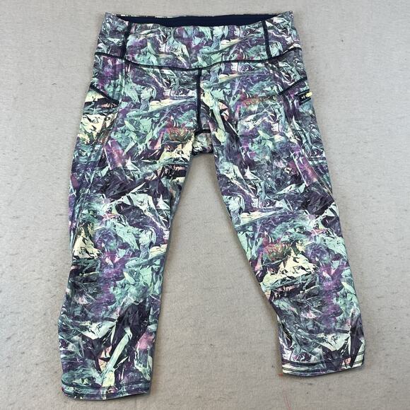 Lululemon Run Top Speed Crop II 2 Leggings Sz 6 Iridescent Multi - Picture 1 of 12